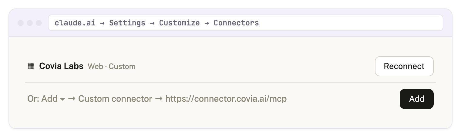 Adding the connector in Claude