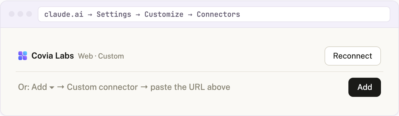 Adding the connector in Claude